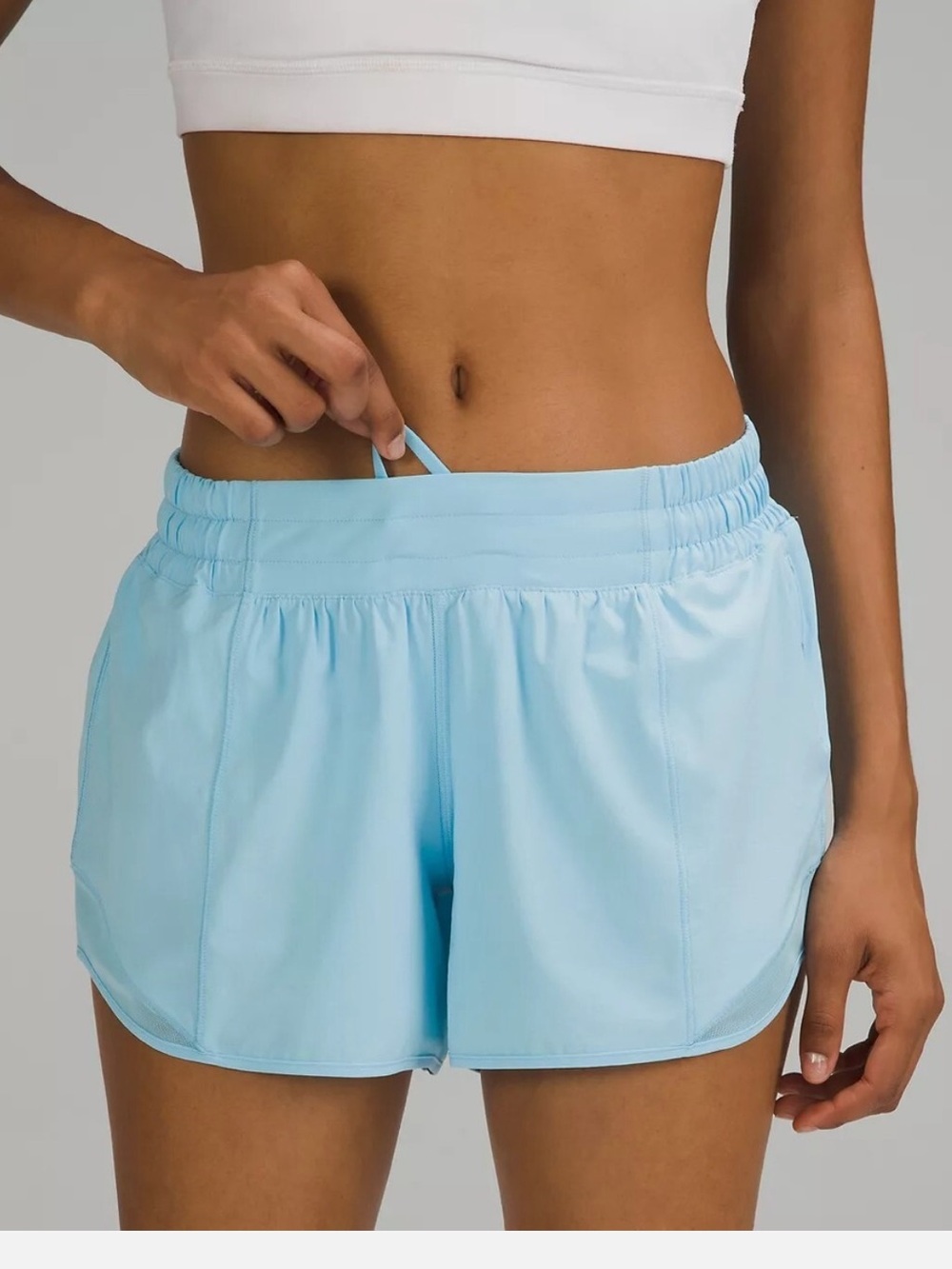 Lululemon Hotty Hot High-Rise Lined 4" Short in Light Blue